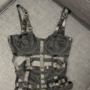 Black Lace Strappy Lingerie body suit